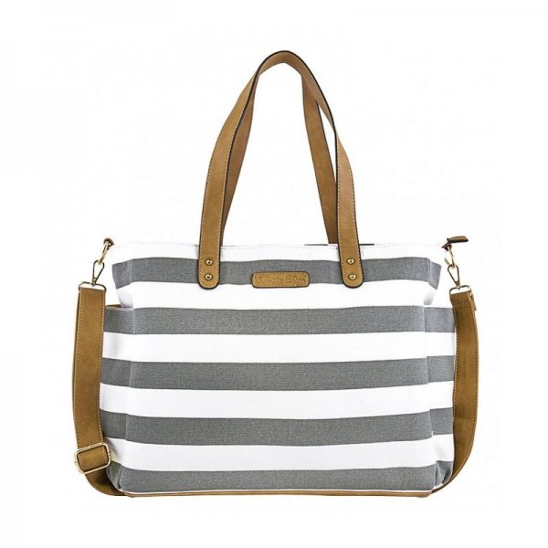 GRAY STRIPE TOTE BAG WHITE ELM -THE AQUILA