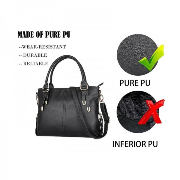 WOMEN DESIGNER HANDBAG LADY FASHION TOTE BAG/PU LEATHER SHOULDER BAG/EVENING BAG/ SATCHEL PURSE - BLACK