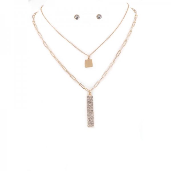 Rhinestone Bar Necklace Set