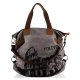 WOMEN VINTAGE RETRO CANVAS HOBO SHOPPER CROSSBODY HANDBAG - GREY