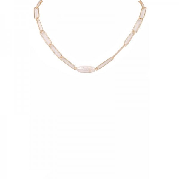 Metal Chain Pearl Necklace