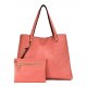 STYLISH REVERSIBLE TOTE BAG H1842 - BROWN/CORAL PINK