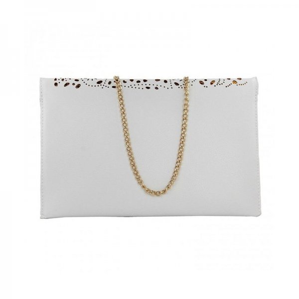 FASHION WOMEN CHAIN BAG PURSES AND HANDBAGS BOLSAS FEMININAS DAY CLUTCH BAG SHOULDER BAGS HOLLOW OUT - WHITE