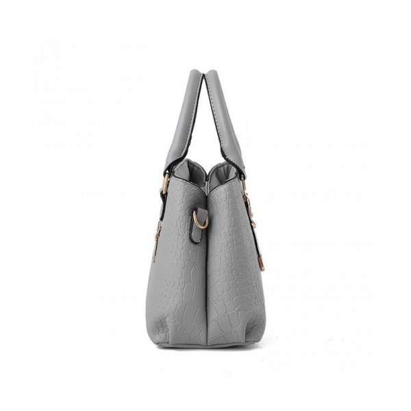 WOMEN BAGS HANDBAG SHOULDER BAGS PU LEATHER ZIPPER BAGS CASUAL PURSE CROSSBODY TOTES - BLUE GRAY