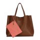 STYLISH REVERSIBLE TOTE BAG H1842 - BROWN/CORAL PINK