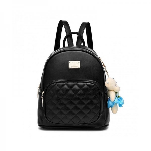 WOMEN CUTE LEATHER LAIDES SHOPPING CASUAL BACKPACK TRAVLE BACKPACK FOR GIRLS - BLACK