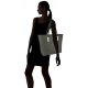 WOMENS SOFT PU LEATHER TOP HANDLE SHOULDER HANDBAG LARGE WORK TOTE BAG - GREY