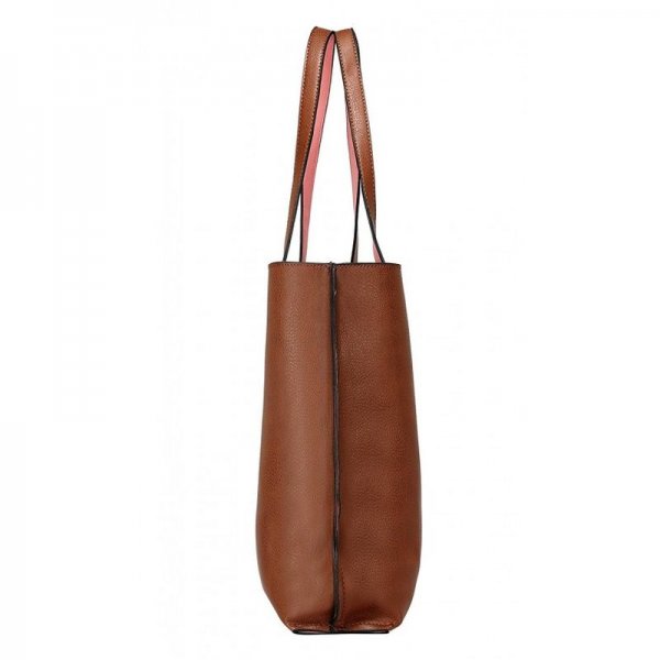 STYLISH REVERSIBLE TOTE BAG H1842 - BROWN/CORAL PINK