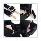 WOMEN HANDBAG PU LEATHER PURSE DOUBLE ZIPPER HOBO STYLE 3 WAYS SHOULDER BAG - BLACK