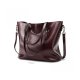 LADIES LEATHER HANDBAGSWOMEN FASHION TOP HANDLE TOTE BIG LARGE CAPACITY SHOULDER BAG - DARK RED