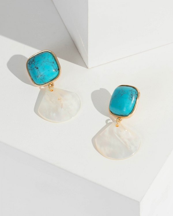 Blue Resin Fanned Drop Earrings