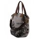 WOMEN VINTAGE RETRO CANVAS HOBO SHOPPER CROSSBODY HANDBAG - GREY