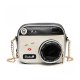 WOMEN CAMERA SHAPE SMALL CUTE LONG SHOULDER BAG HANDBAG MESSENGER BAG - BLACK&WHITE