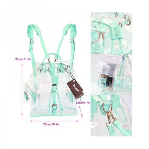 SUMMER CLEAR BACKPACK CUTE KNAPSACK SATCHEL TRANSPARENT - GREEN