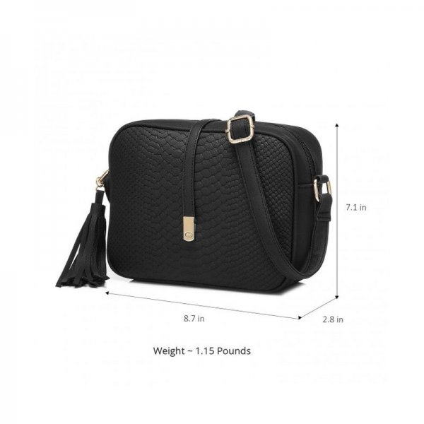 SMALL SHOULDER BAGS PU LEATHER SIDE PURSE CROSS BODY FOR WOMEN - BLACK