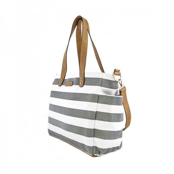 GRAY STRIPE TOTE BAG WHITE ELM -THE AQUILA