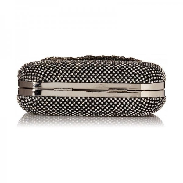 BLING PEACOCK CLUTCH PURSE RHINESTONES CRYSTAL EVENING CLUTCH BAGS - BLACK