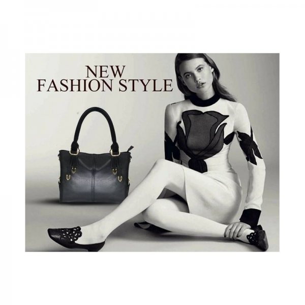 WOMEN DESIGNER HANDBAG LADY FASHION TOTE BAG/PU LEATHER SHOULDER BAG/EVENING BAG/ SATCHEL PURSE - BLACK