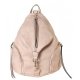 PU LEATHER FASHION BACKPACK WITH ZIPPER POCKETS ON BOTH SIDE WOMENS PURSE HANDBAG AB-052 - BLUSH